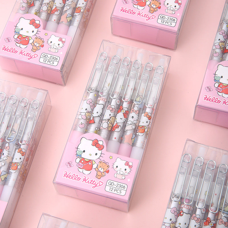 12 PCS Cartoon Unisex Pens, 0.5mm Nib Press Pen, Smooth and Comfortable