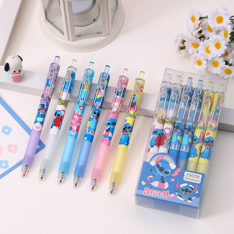 12 PCS Cartoon Unisex Pens, 0.5mm Nib Press Pen, Smooth and Comfortable