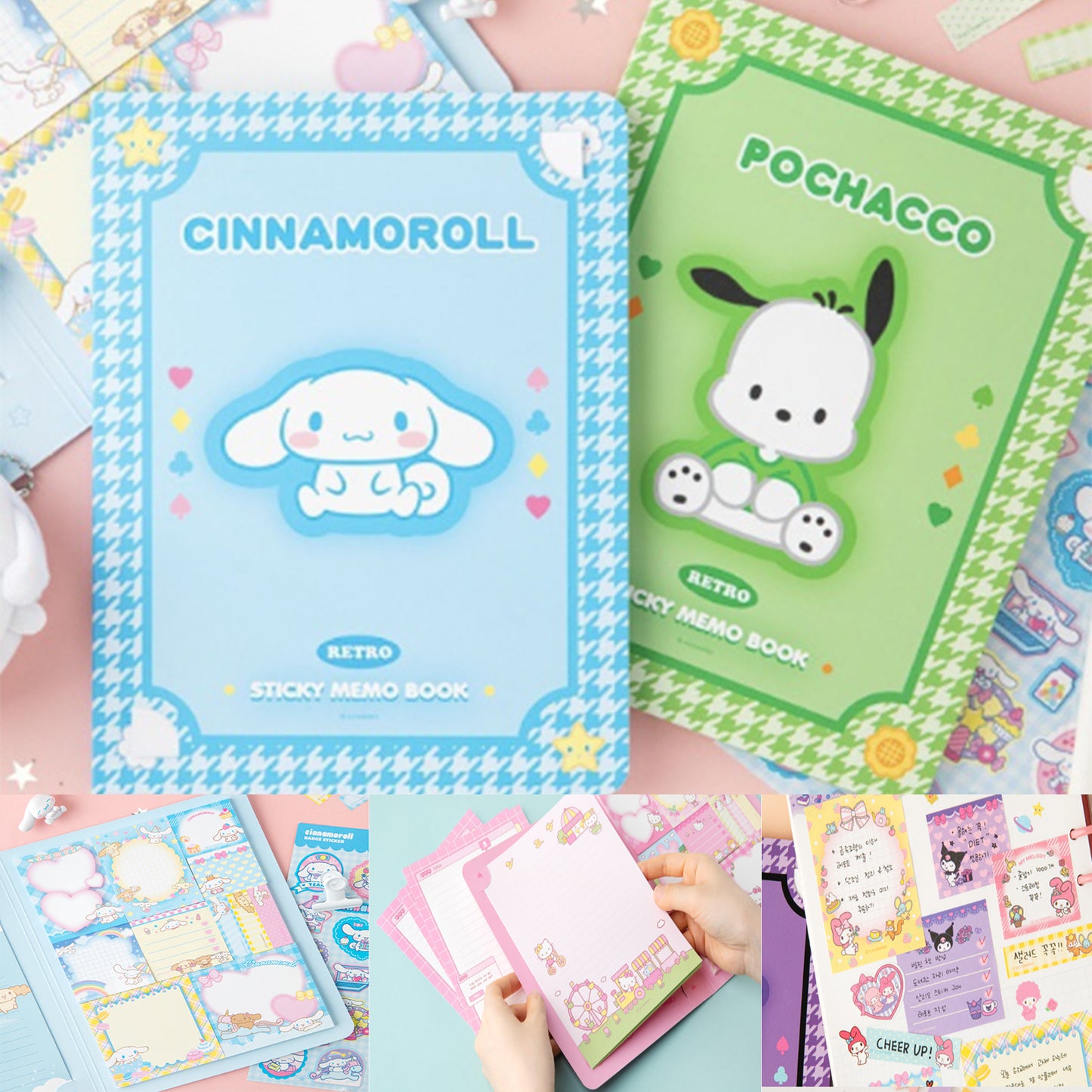 160 Sheets Combination Sticky Notes, Cartoon Memo Pads Set for Students, Home, Office