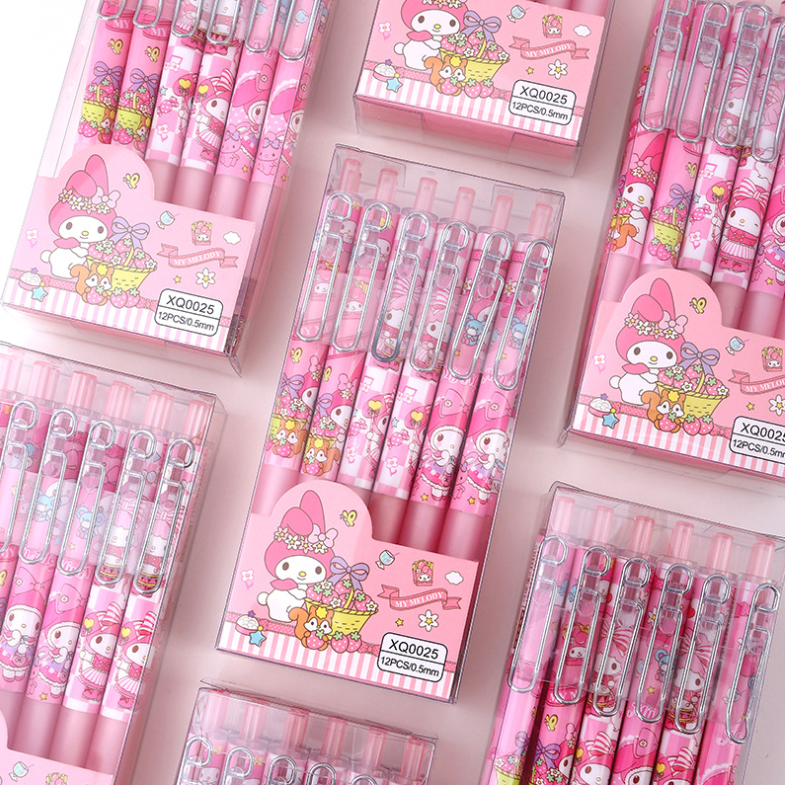 12 PCS Cartoon Unisex Pens, 0.5mm Nib Press Pen, Smooth and Comfortable