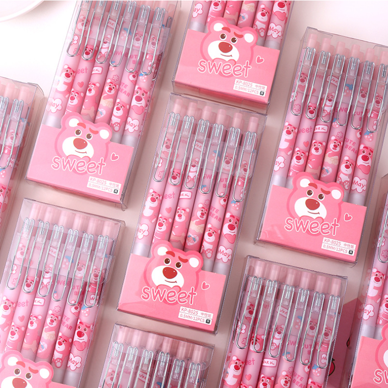 12 PCS Cartoon Unisex Pens, 0.5mm Nib Press Pen, Smooth and Comfortable