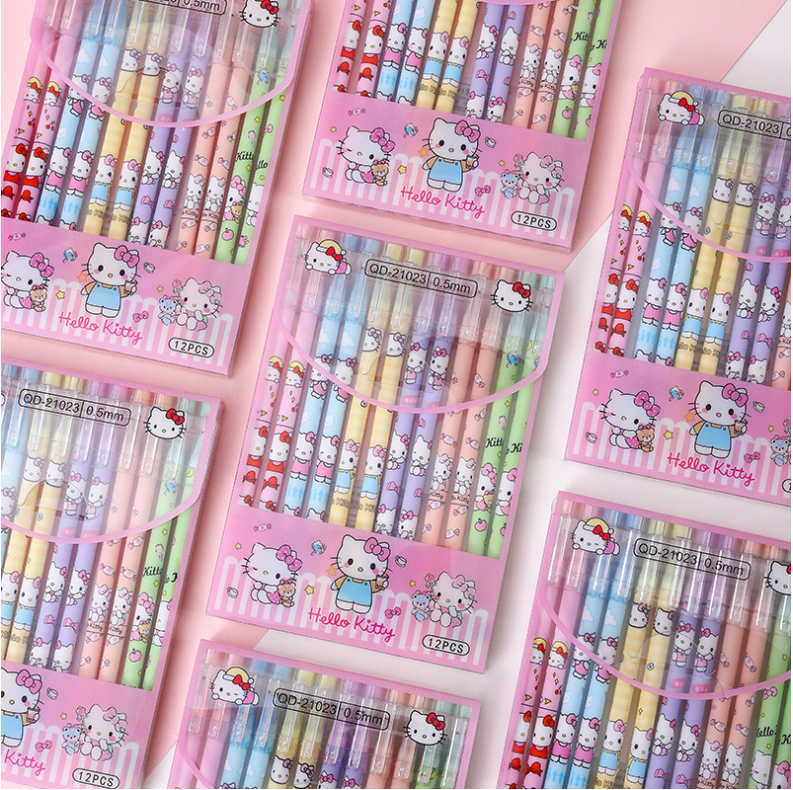 12 PCS Cute Unisex Pens, 0.5mm Nib Press Pen, Smooth and Comfortable