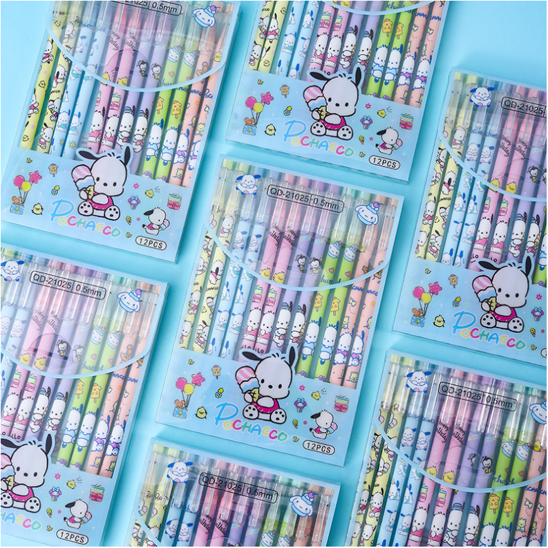 12 PCS Cute Unisex Pens, 0.5mm Nib Press Pen, Smooth and Comfortable