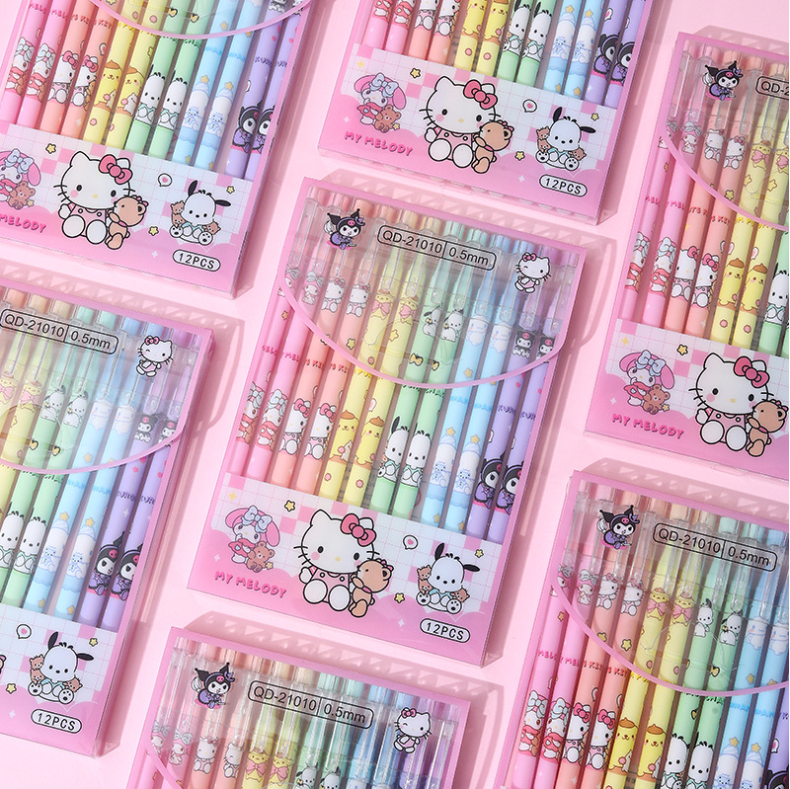 12 PCS Cute Unisex Pens, 0.5mm Nib Press Pen, Smooth and Comfortable