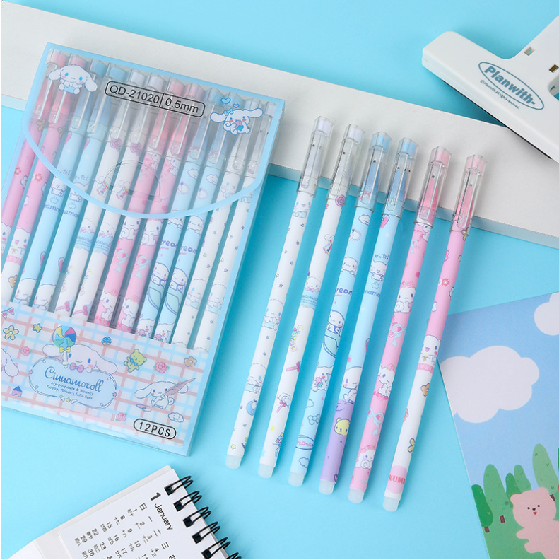 12 PCS Cute Unisex Pens, 0.5mm Nib Press Pen, Smooth and Comfortable
