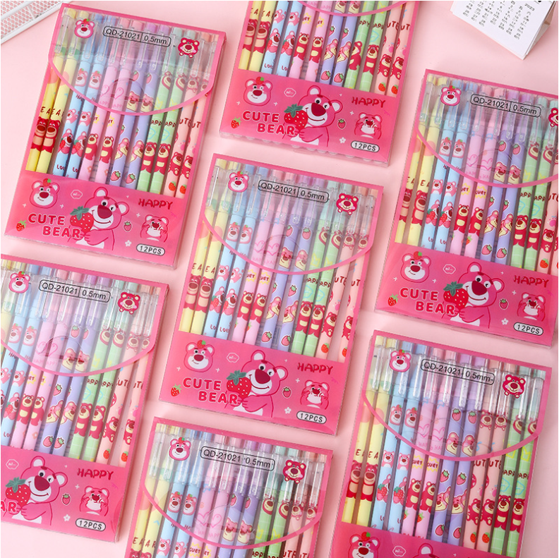 12 PCS Cute Unisex Pens, 0.5mm Nib Press Pen, Smooth and Comfortable