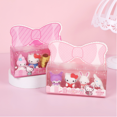 1 Set/4 PCS Cartoon Eraser Set, Cute Removable Eraser