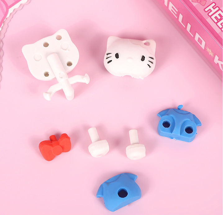 1 Set/4 PCS Cartoon Eraser Set, Cute Removable Eraser