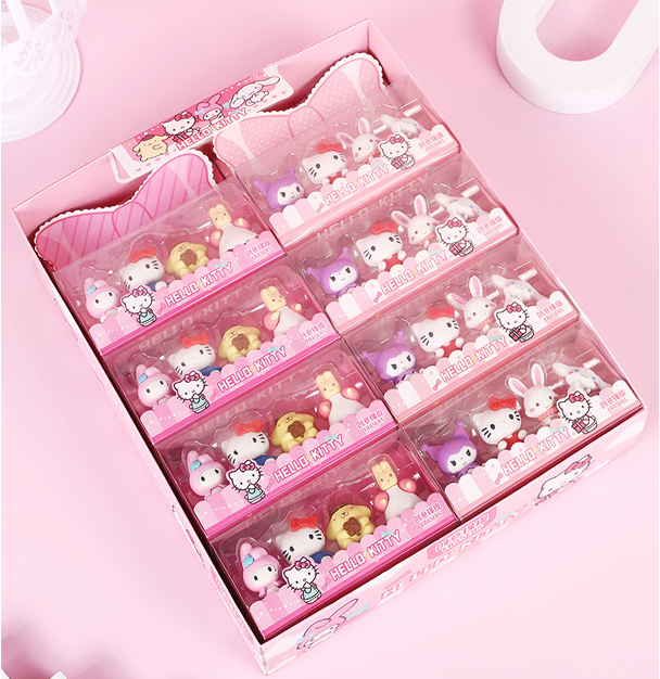 1 Set/4 PCS Cartoon Eraser Set, Cute Removable Eraser