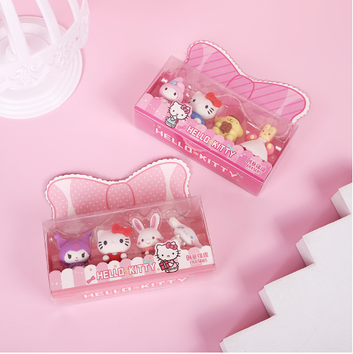 1 Set/4 PCS Cartoon Eraser Set, Cute Removable Eraser