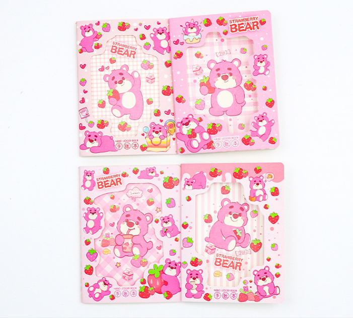 104 Sheets Mini Cute Handaccount Notebook, Cartoon Handbook for Students, Home, Office