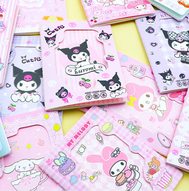 104 Sheets Mini Cute Handaccount Notebook, Cartoon Handbook for Students, Home, Office