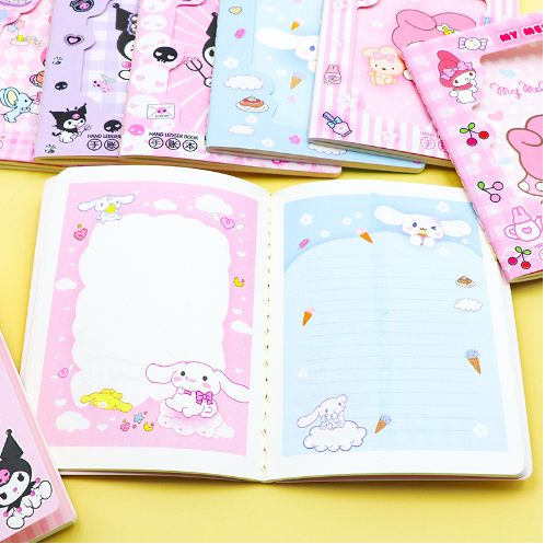104 Sheets Mini Cute Handaccount Notebook, Cartoon Handbook for Students, Home, Office